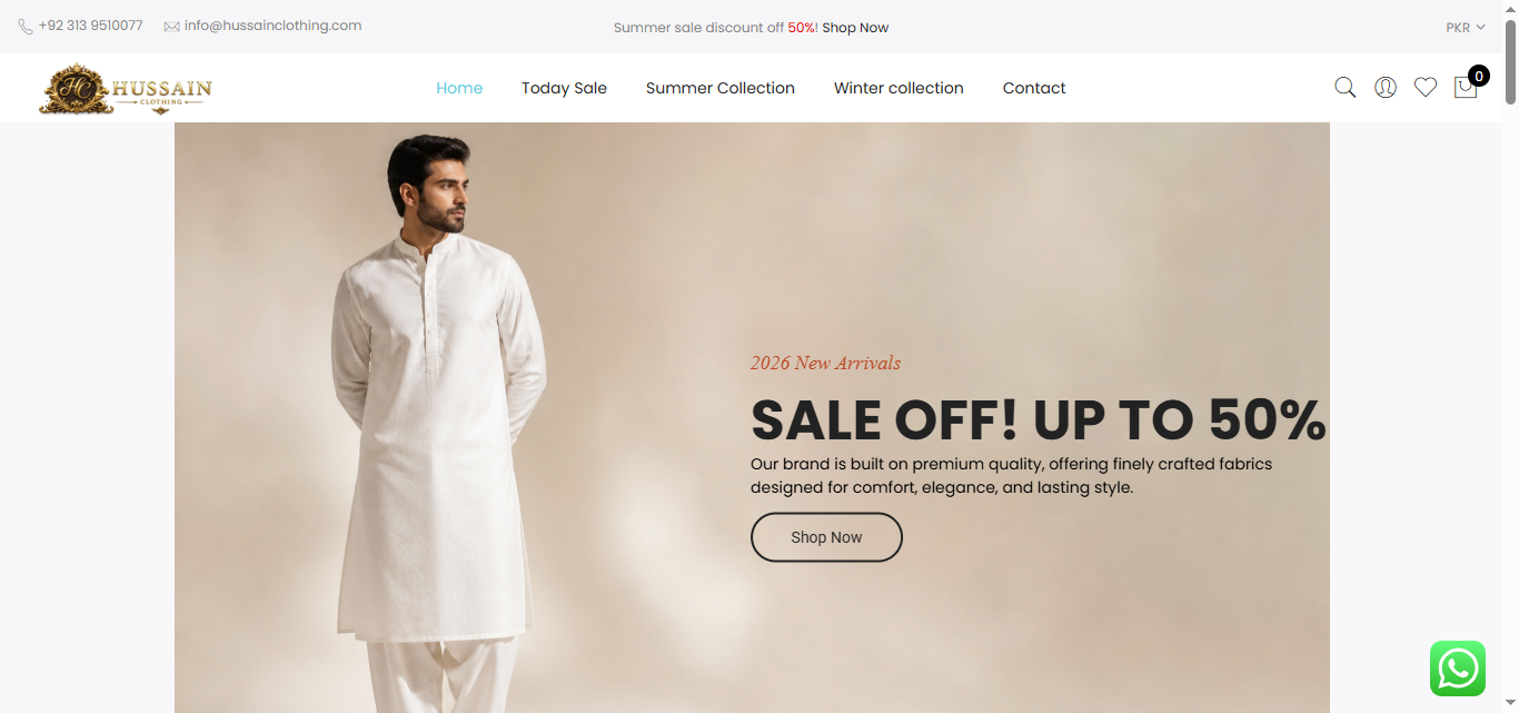 Hussain Clothing — Premium Men’s Fashion E-Commerce Website — project screenshot